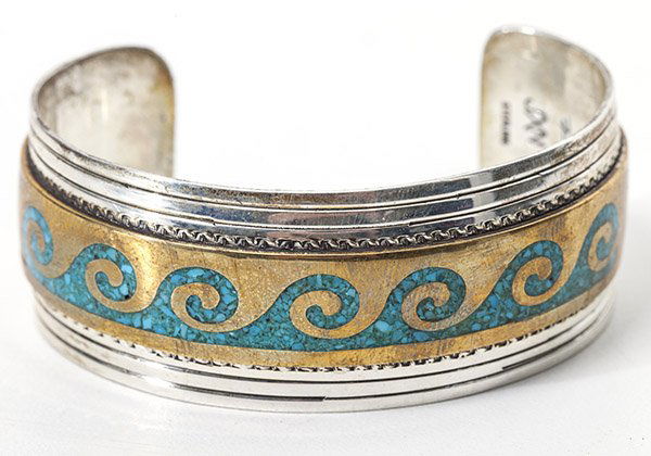 Silver & Turquoise Zuni Design Bracelet (1 of 6)