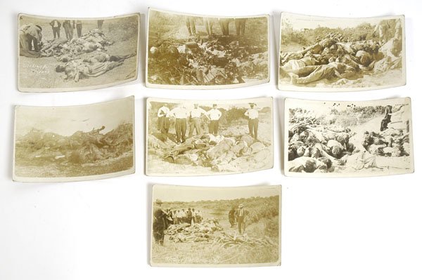 SEVEN REAL PHOTO POSTCARDS OF DEAD FLOOD & FIRE VICT