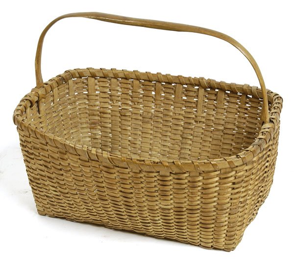 OLD OBLONG BASKET WITH NOTCHED HANDLE