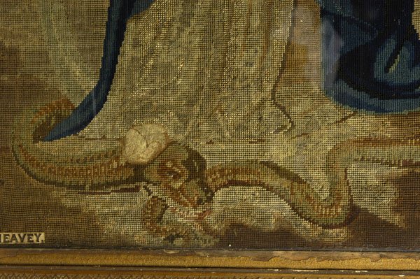 LG. 1861 RELIGIOUS NEEDLEWORK OF MADONNA - SAMPLER - 3