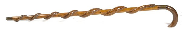 LATE 19TH CENTURY FOLK ART WALKING STICK WITH CARVE