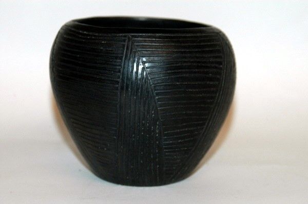 CORA WAHNETAH BLACKWARE INDIAN POTTERY BOWL - 3