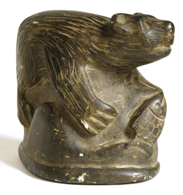 6 1/2" CARVING OF A BEAR WITH A FISH