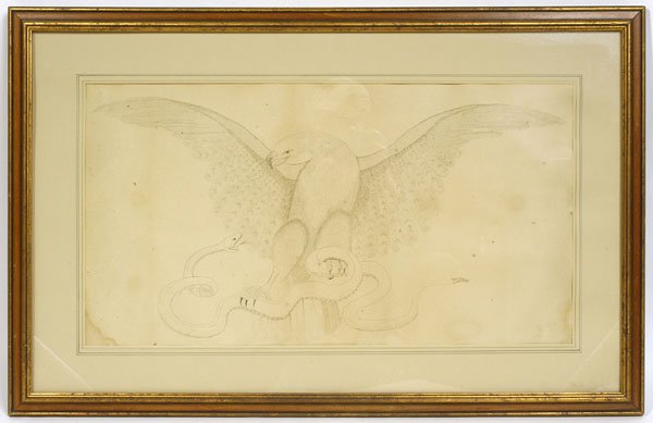 EARLY CALLIGRAPHY OF EAGLE AND RATTLESNAKE