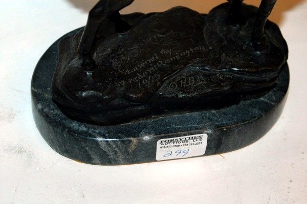 RECAST REMINGTON BRONZE OF COWBOY ON HORSEBACK - 4