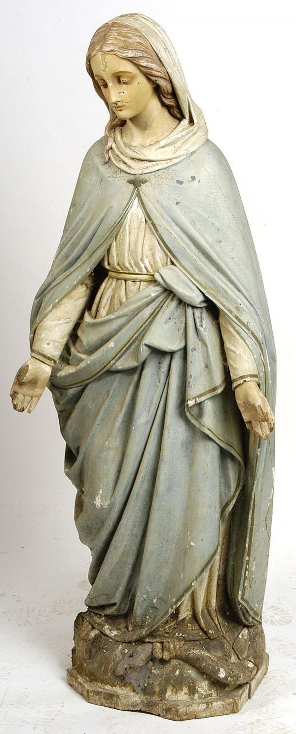 19TH CENTURY WOODEN MADONNA STATUE