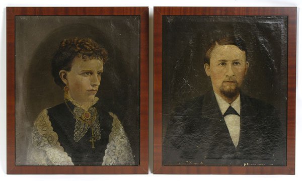 TWO EARLY VICTORIAN PORTRAIT OIL PAINTINGS