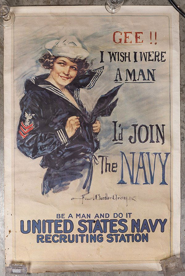 Howard Chandler Christy Gee I Wish I Were A Man Poster: Older copy of famous WWI poster. 25 x 38 inches.