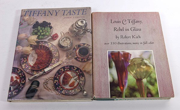 Two Reference Book on Tiffany: Including "Louis C. Tiffany Rebel In Glass" by Robert Koch, 1965, Crown Publishing, N.Y., 4to in original illustrated dj, 246pp; and "Tiffany Taste" by John Loring, 1986, Doubleday & Co., N.Y. folio i
