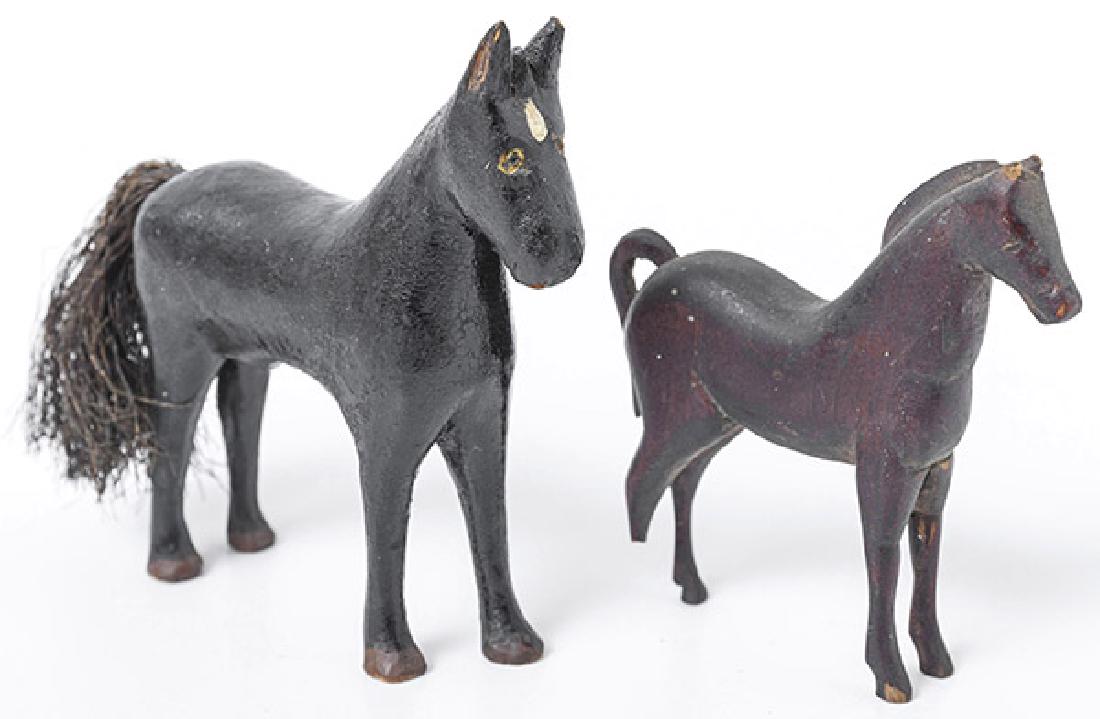 Two Folk Art Carved Horses (1 of 9)