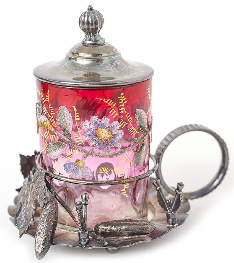 Victorian Coraline Decorated Amberina Glass Pickle (1 of 8)