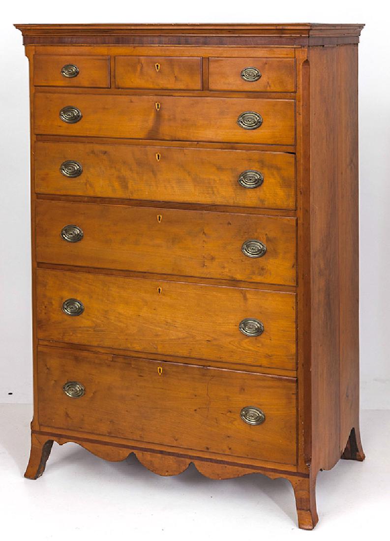 Hepplewhite Cherry Eight Drawer High Chest (1 of 10)