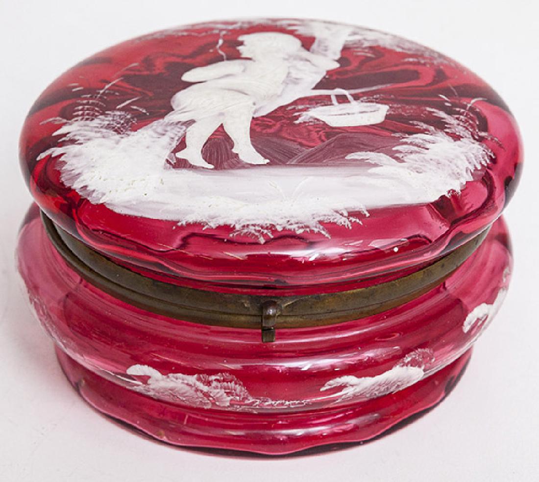 Mary Gregory Ruby Glass Dresser box (1 of 9)