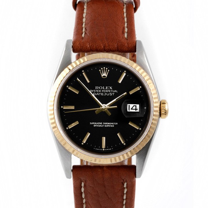 two tone datejust leather strap