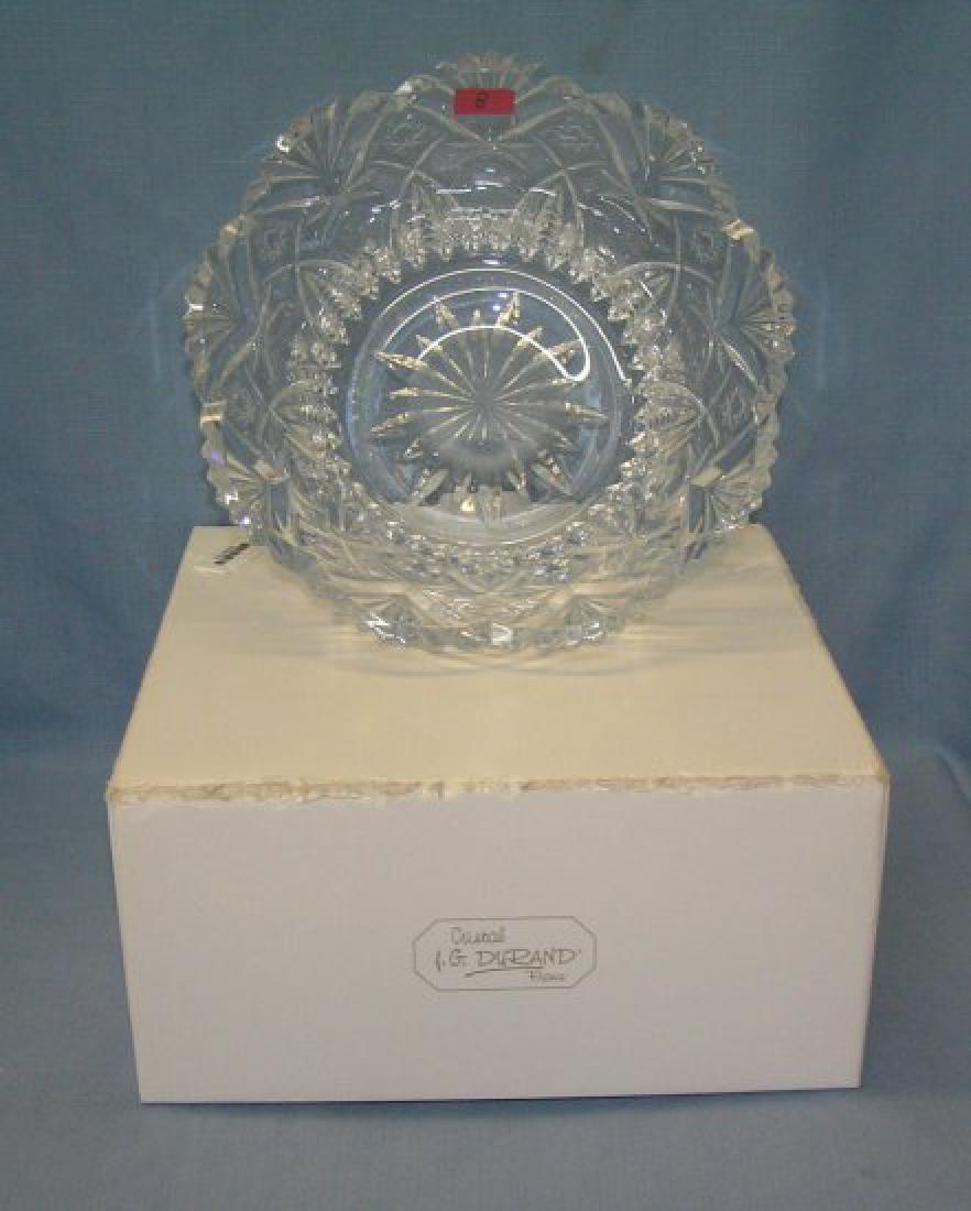 Heavy lead crystal serving bowl: Heavy lead crystal serving bowl by J. G. Durand of France mint with original box est. value $75.00-$100.00