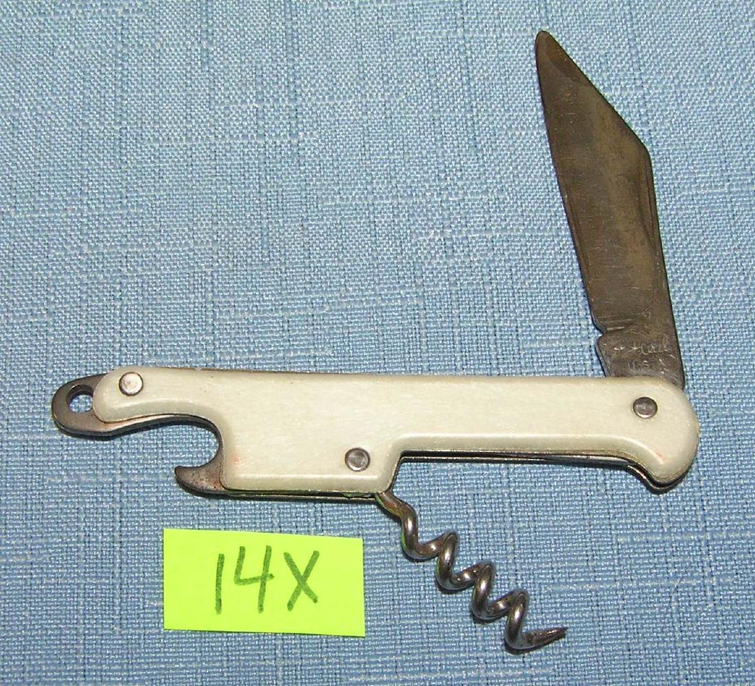 Vintage 2 bladed pocket knife: Vintage 2 bladed pocket knife with knife blade, cork screw and bottle opener Ideal USA est. value $30.00-$35.00