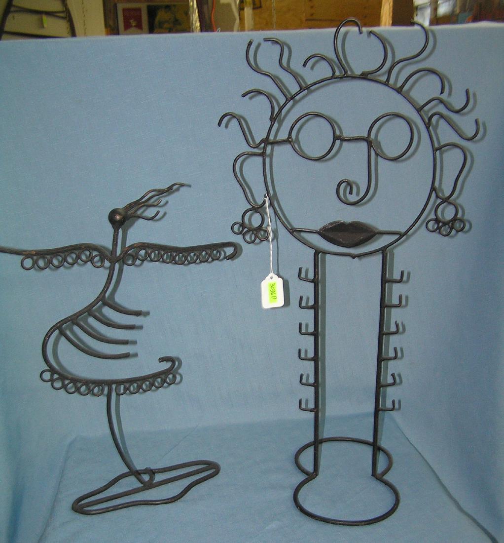 Pair of wrought iron figural jewelry displays: Pair of wrought iron figural jewelry displays est. value $40.00-$50.00