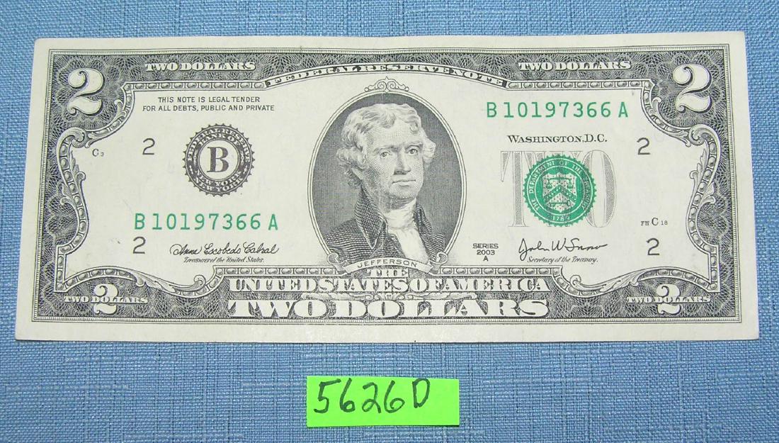Vintage crisp two dollar bill: Vintage crisp two dollar bill