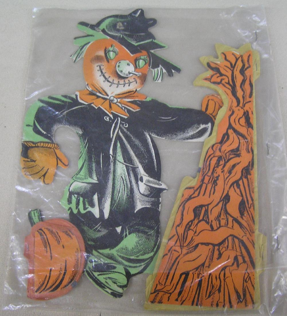 double sided scarecrow Halloween decorations: Pair of vintage double sided scarecrow Halloween decorations est. value $50.00-$60.00