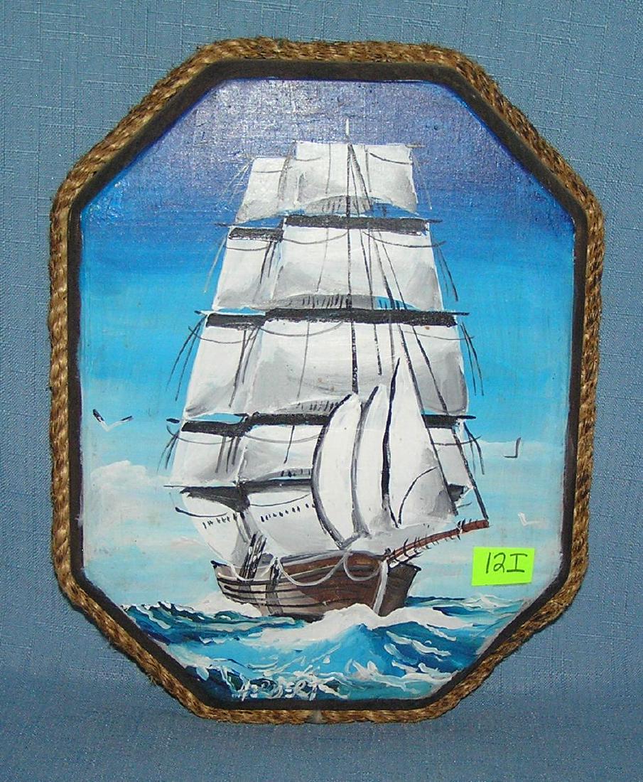 Artist signed Clipper ship painted on board: Artist signed Clipper ship painted on board est. value $25.00-$30.00