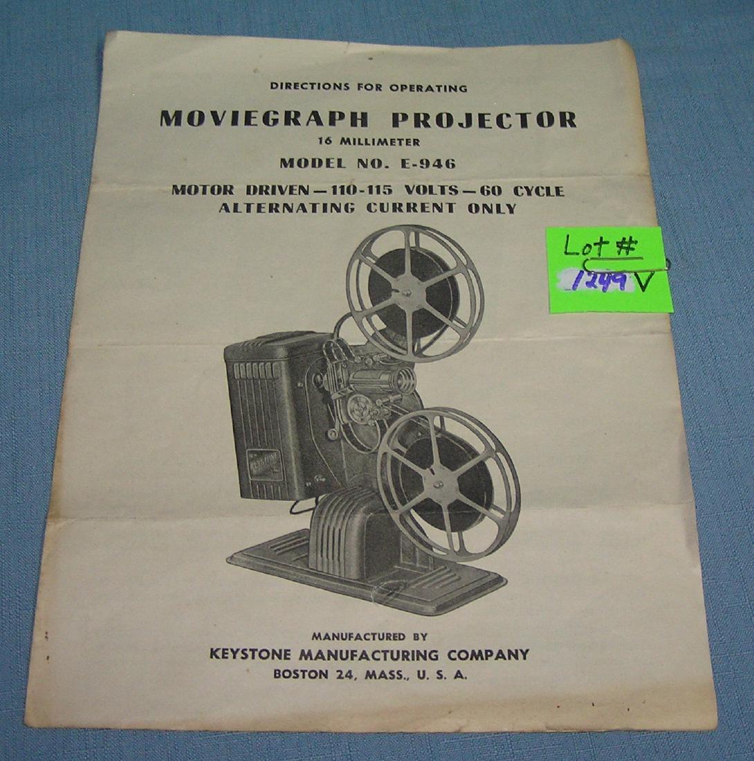 Vintage Moviegraph projector booklet: Vintage Moviegraph projector booklet by the Keystone Mfg. Co. est. value $15.00-$25.00
