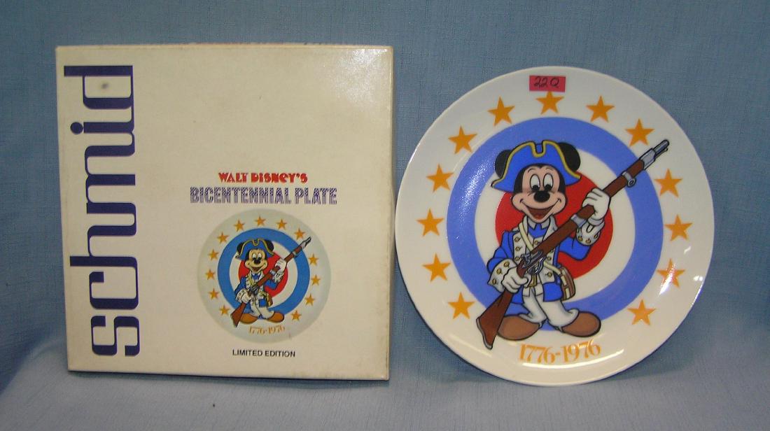 Mickey Mouse Bicentennial porcelain collector plate: Walt Disney Mickey Mouse Bicentennial porcelain collector plate by Schmid 1976 with original box est. value $25.00-$30.00