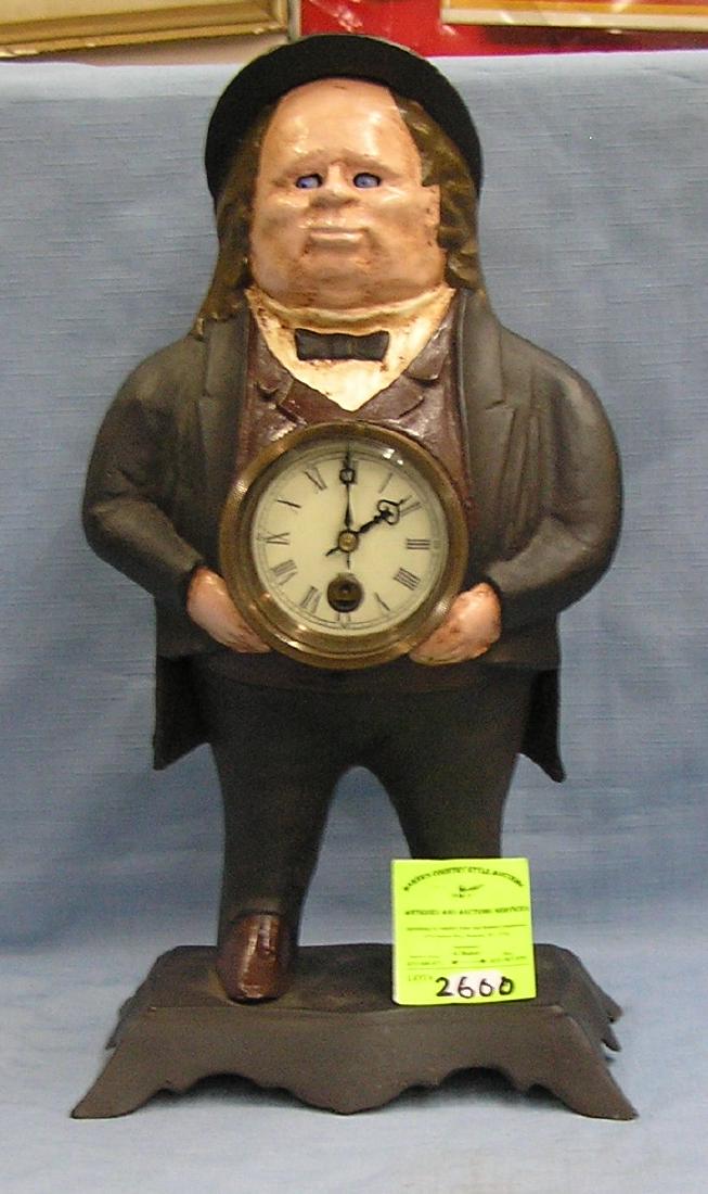 Cast iron Town Squire blinking eye clock: Hand painted cast iron Town Squire blinking eye clock est. value $900.00-$1000.00