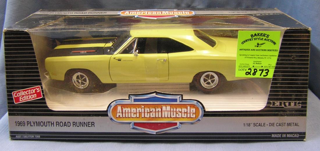 Plymouth Road Runner American muscle car: Vintage 1969 Plymouth Road Runner all cast metal American muscle car mint in original box est. value $75.00-$100.00