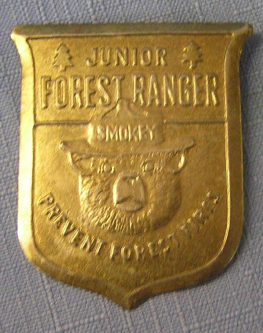 Vintage Smokey the bear forest ranger badge: Vintage brass Smokey the bear forest ranger badge $65.00-$75.00
