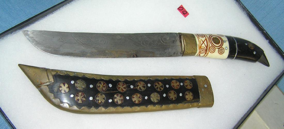 Antique dagger made of bone, brass, walnut and steel: Antique dagger made of bone, brass, walnut and steel est. value $125.00-$150.00