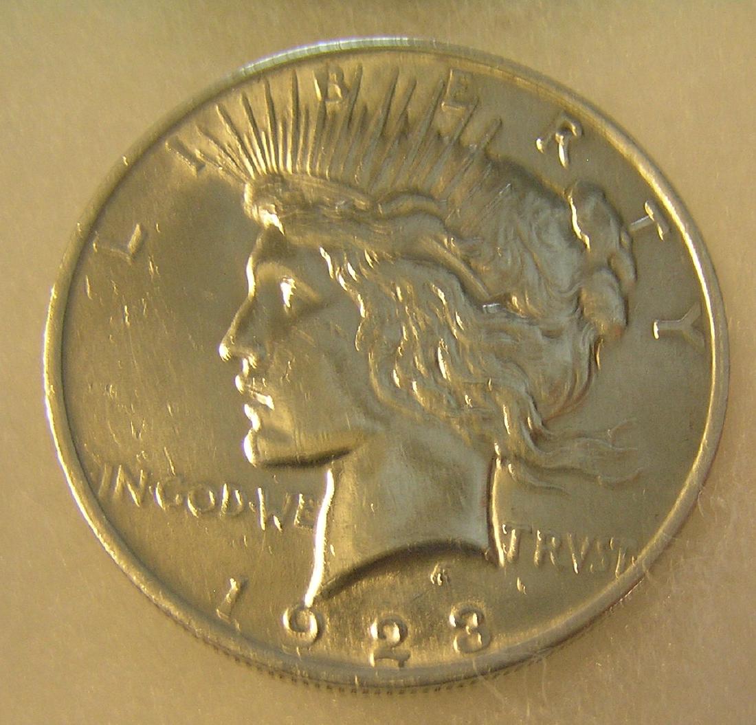 1923 Lady Liberty Peace Silver Dollar: 1923 Lady Liberty Peace Silver Dollar in fine condition est. value $40.00-$50.00