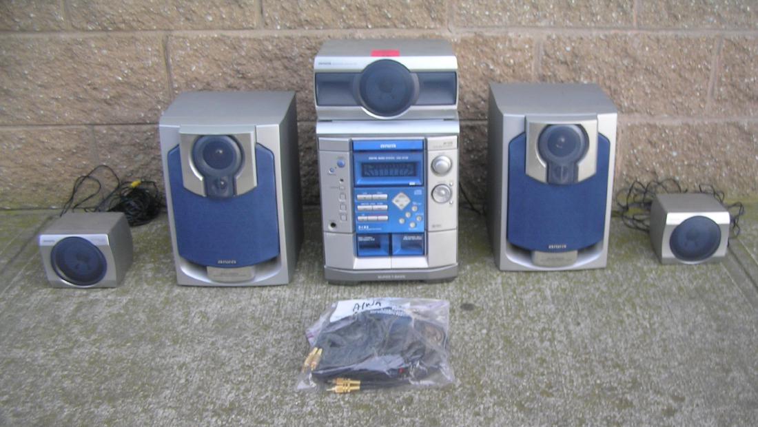 Complete Aiwa stereo system with surround sound: Complete Aiwa stereo system with surround sound, 6pieces plus est. value $ 125.00-$150.00