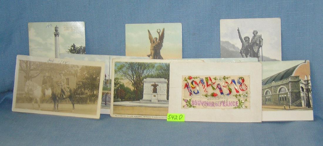 Collection of WWI era post cards: Collection of WWI era post cards includes a hand embroidered souvenir of France dated 1914-1918 est. value $100.00-$125.00
