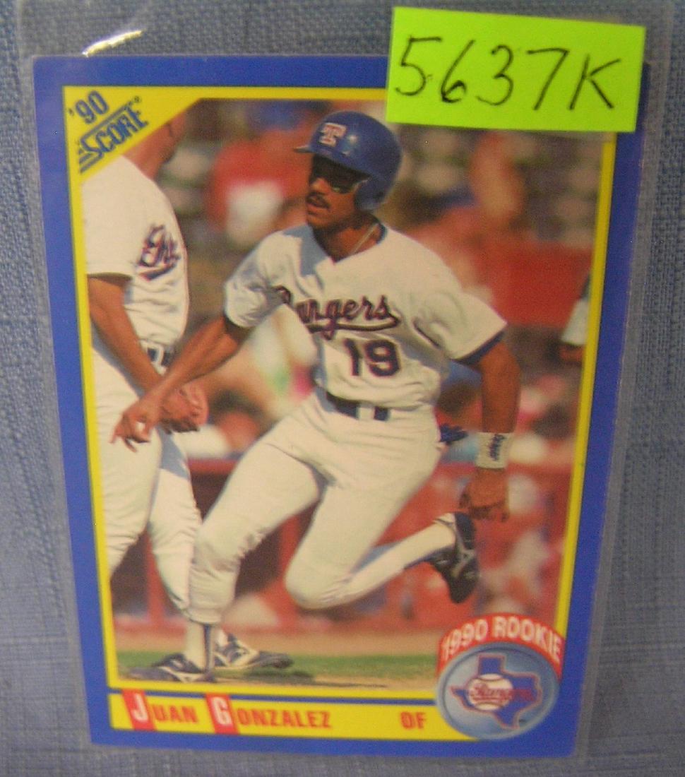 Juan Gonzalez rookie baseball card: Juan Gonzalez rookie baseball card