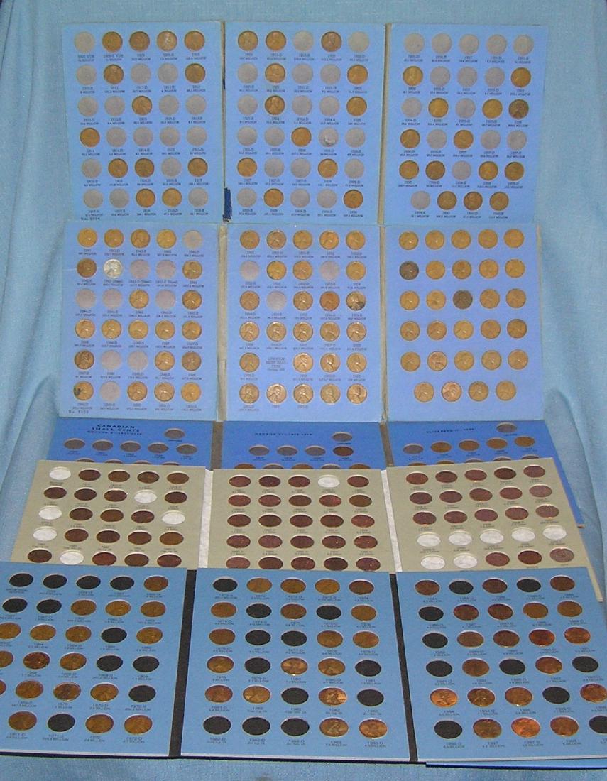 Collection of vintage Lincoln pennies in collectors: Collection of vintage Lincoln pennies in collectors books 1909-1940, 1941, 1961-1959, 1998, 1975-2013 this group also includes Indian Head and Canadian small cents