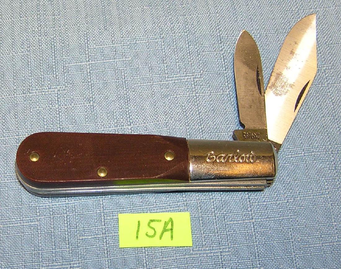 Vintage Barlow 2 bladed pocket knife: Vintage Barlow 2 bladed pocket knife by Colonial USA brown handle mint old dealer store stock est. value $25.00-$30.00