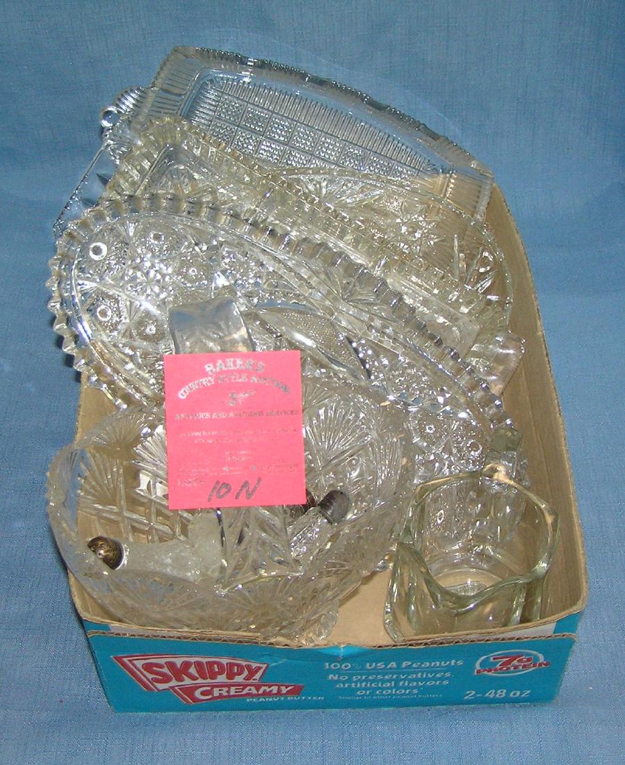 Crystal and pressed glass serving pieces: Group of antique and vintage crystal and pressed glass serving pieces est. value $65.00-$75.00