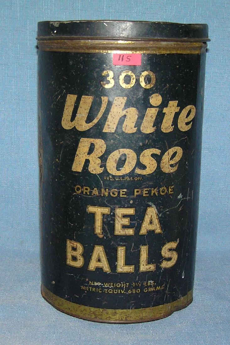 Antique White Rose tea tin: Antique White Rose tea tin circa early 1900's fair to good condition est. value $75.00-$100.00