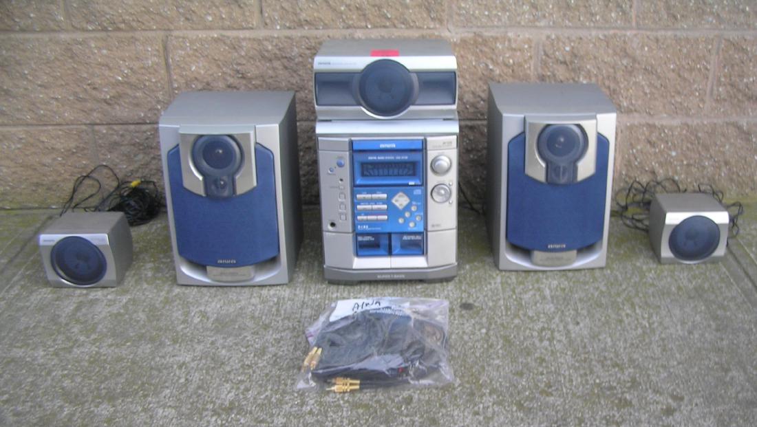 Complete Aiwa stereo system with surround sound: Complete Aiwa stereo system with surround sound, 6pieces plus est. value $ 125.00-$150.00