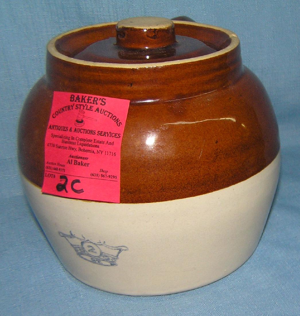 Antique stoneware bean pot: Antique stoneware bean pot est. value $20.00-$25.00 moving and storage co. seized merchandise