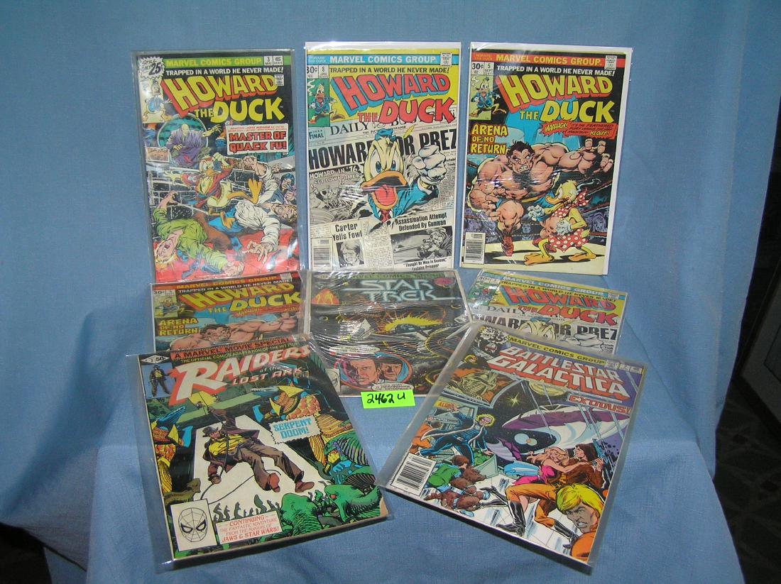 Group of vintage Marvel comic books: Group of vintage Marvel comic books featuring Howard the Duck, Battle Star Gallactica, Raiders of the Lost Ark and Star Trek est. value $40.00-$50.00