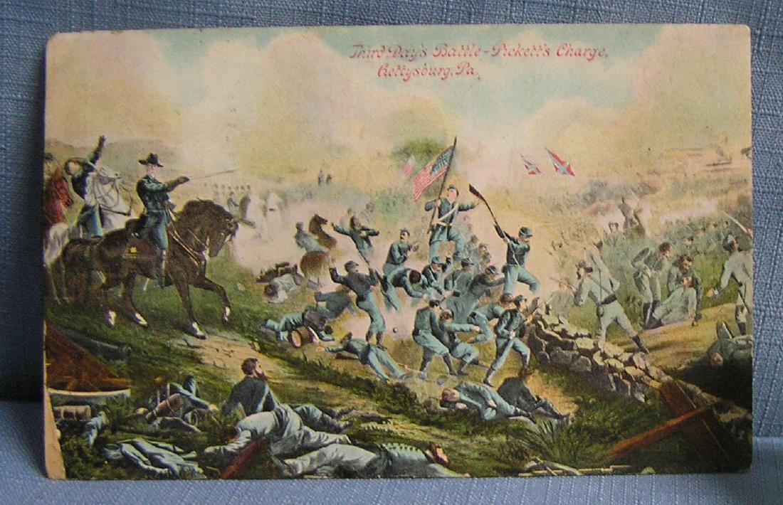 Early Civil War post card of Pickets Charge: Early Civil War post card 3rd day’s battle of Pickets Charge Gettysburg PA $50.00-$75.00