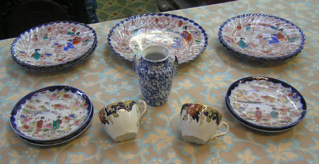 Group of Japanese plates, platters and accessories: Group of Japanese plates, platters and accessories includes Nippon, some condition as found est. value $40.00-$50.00