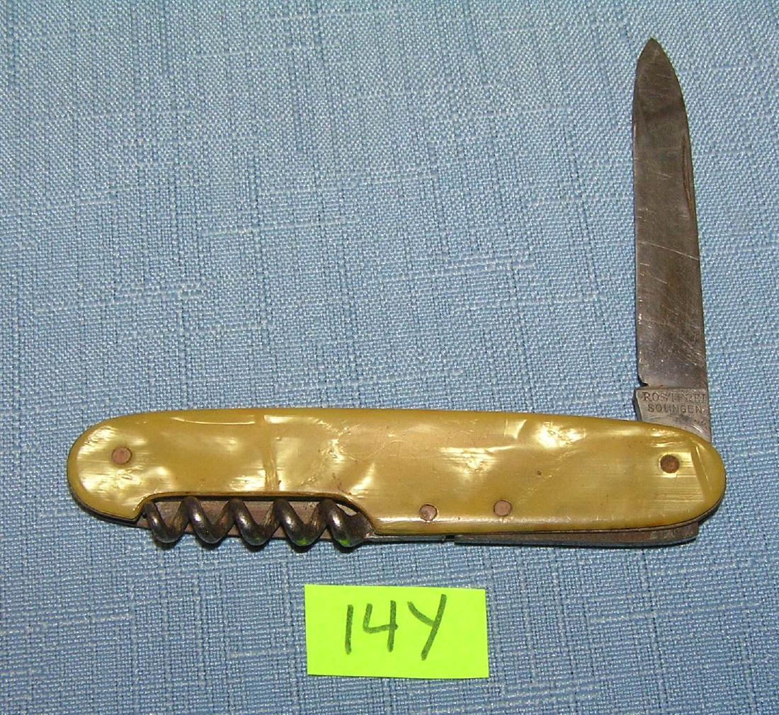 Vintage pocket knife and cork screw: Vintage pocket knife and cork screw by Rostfrei Solingen est. value $30.00-$35.00