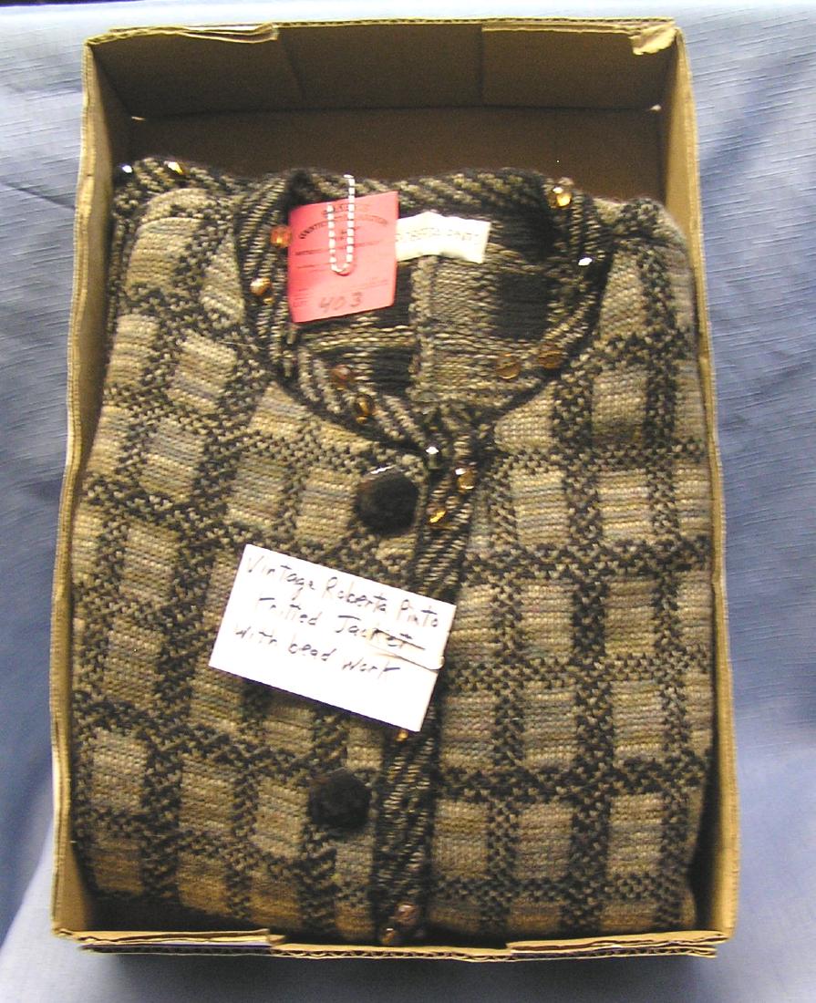 Roberta Pinto knitted jacket with bead work: Vintage Roberta Pinto knitted jacket with bead work PLEASE NOTE: All of the vintage clothing in this sale is of really high quality and ranges in sizes from small to medium est. value $150.00-$200.00