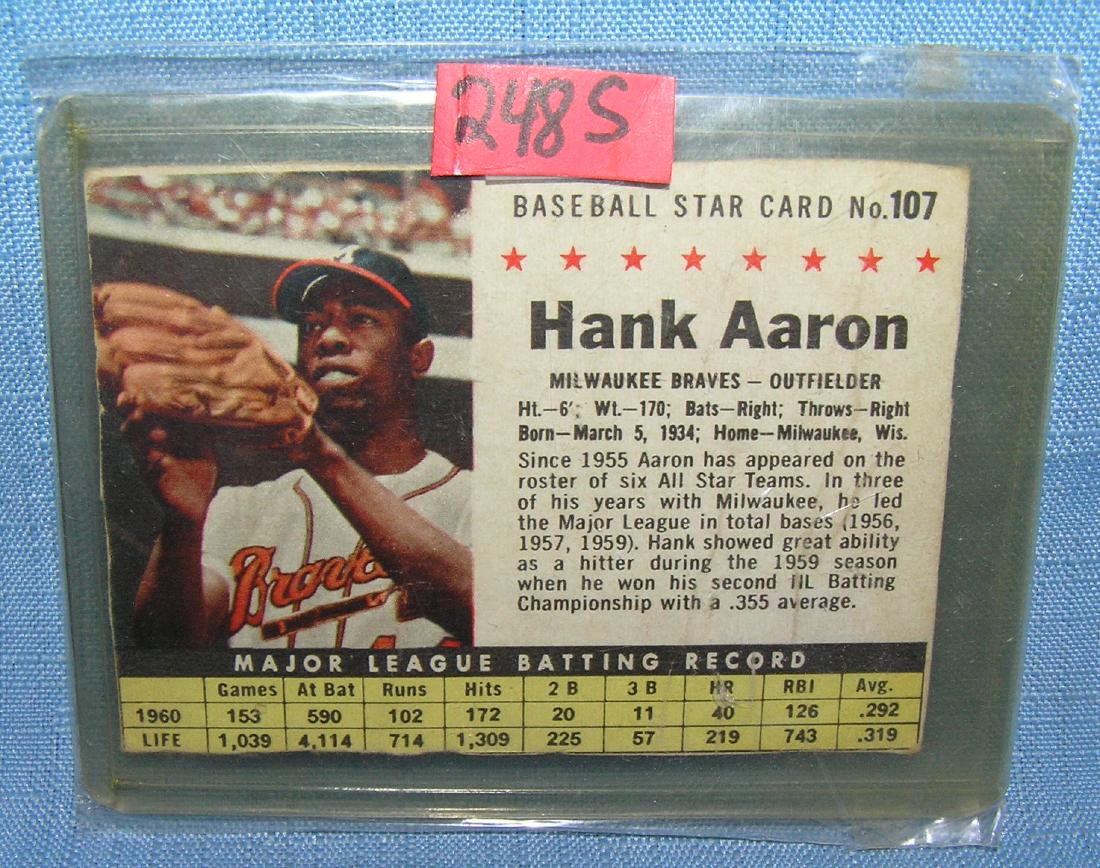 Hank Aaron Post Cereal 1960's all star baseball card: Hank Aaron Post Cereal 1960's all star baseball card