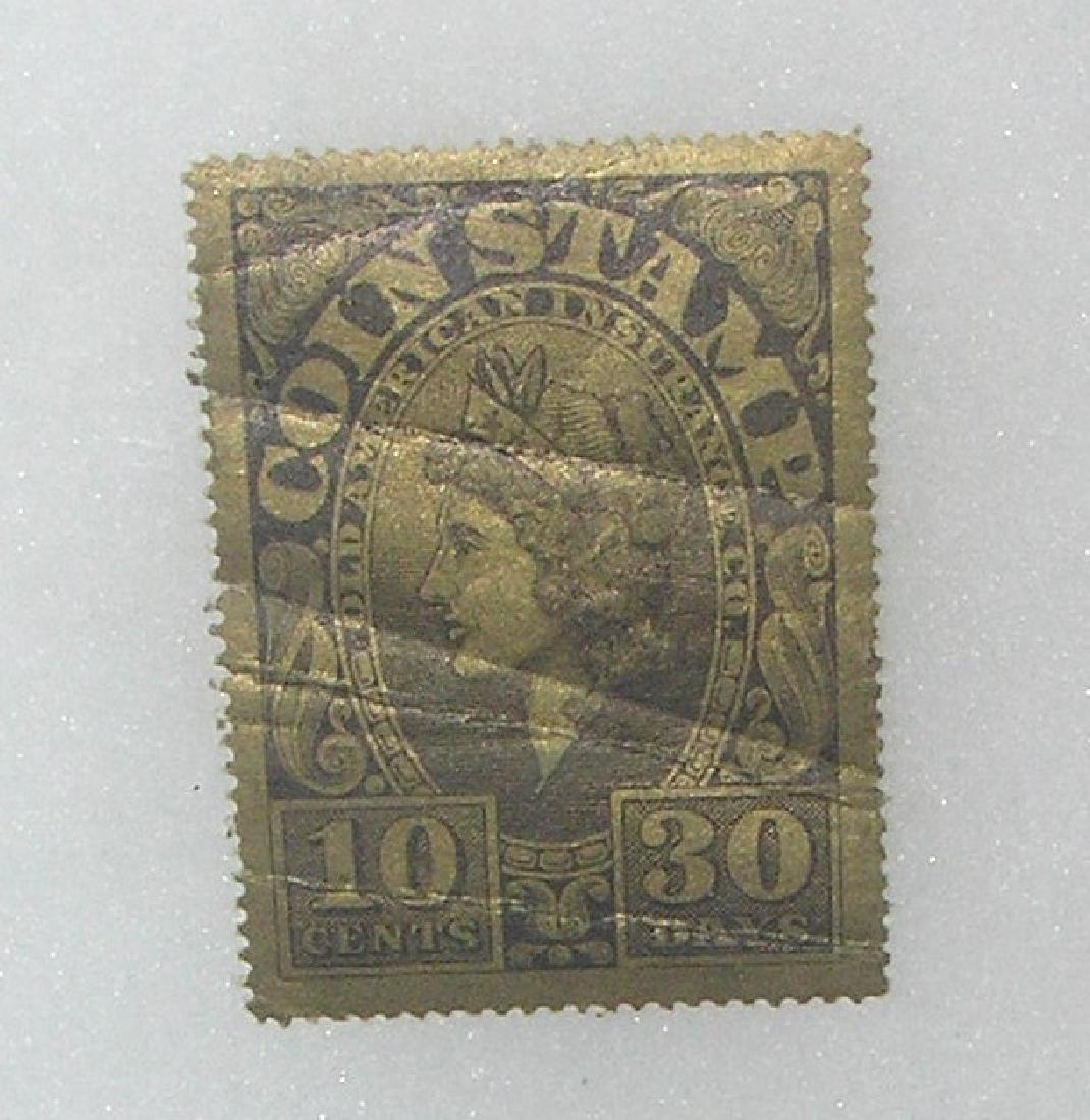 Early insurance coin stamp: Early insurance coin stamp from the Old American Insurance Co. 10 cents for 30 days circa early 1900's est. value $35.00-$40.00