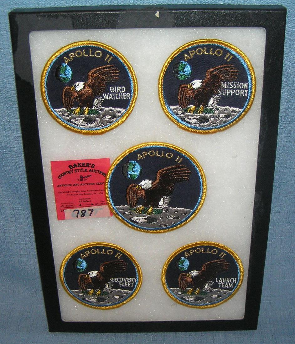 Apollo 11 moon landing embroidered patches: Complete set of five Apollo 11 moon landing embroidered patches est. value $50.00-$75.00