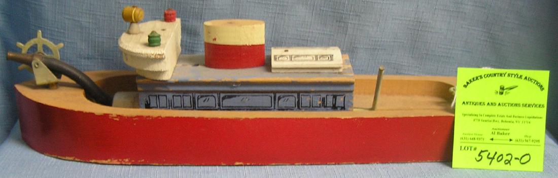 Antique wooden fire pumper boat circa WWII: Antique wooden fire pumper boat circa WWII est. value $100.00-$125.00
