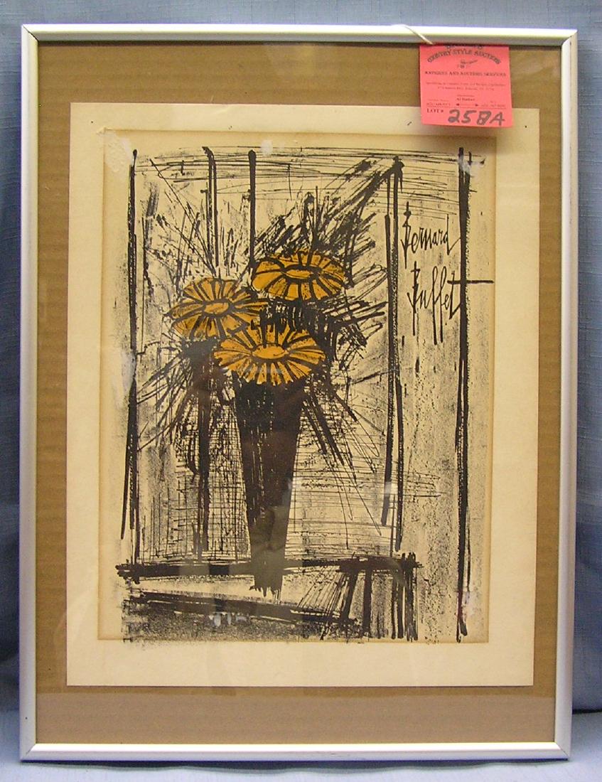Vintage Bernard Buffet lithograph print: Vintage Bernard Buffet lithograph print titled Flower est. value $400.00-$600.00